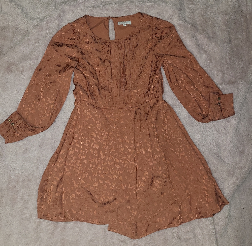 GB Girls Textured Brown Casual Dress